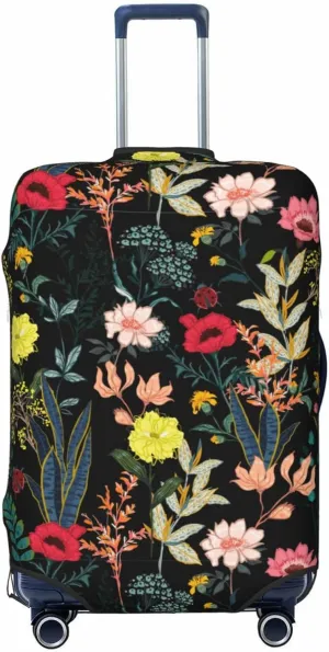 Travel Luggage Cover Suitcase Stretch Washable Night Garden Blooming Flower Floral Suitcase Protector Bag,Anti-Scratch With Zipper Closure Baggage Covers,Medium