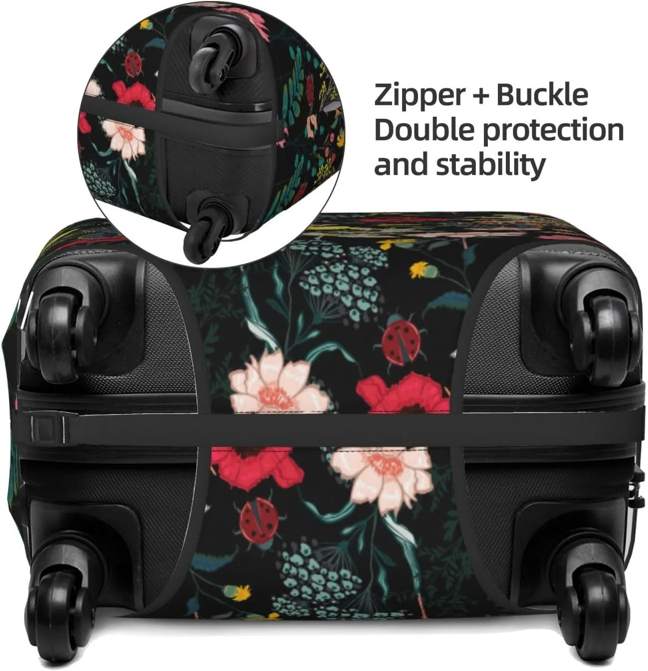 Travel Luggage Cover Suitcase Stretch Washable Night Garden Blooming Flower Floral Suitcase Protector Bag,Anti-Scratch With Zipper Closure Baggage Covers,Medium