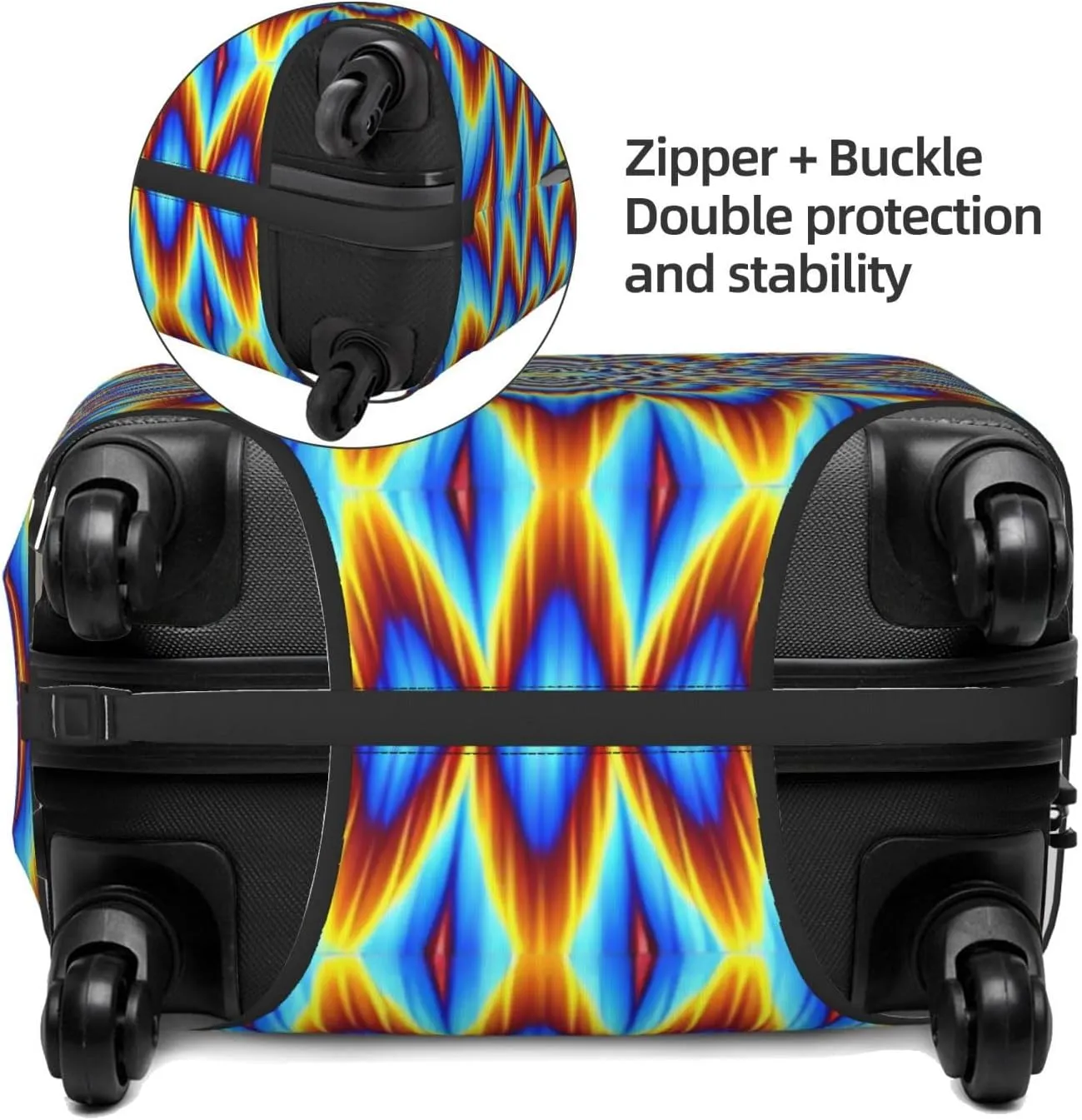 Travel Luggage Cover Suitcase Stretch Washable Optical Illusion Flower Suitcase Protector Bag,Dust-Proof With Zipper Closure Baggage Covers,X-Large