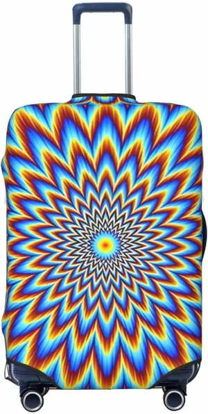 Travel Luggage Cover Suitcase Stretch Washable Optical Illusion Flower Suitcase Protector Bag,Dust-Proof With Zipper Closure Baggage Covers,X-Large