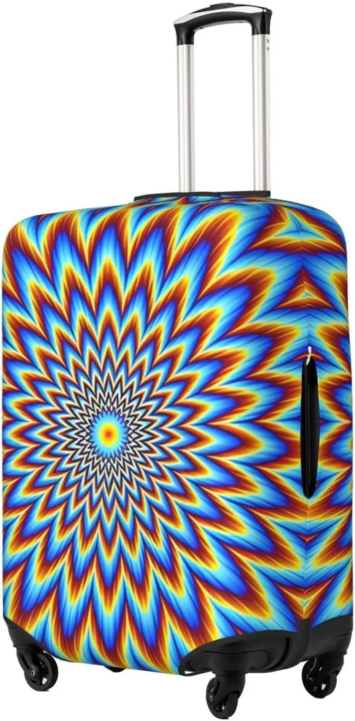 Travel Luggage Cover Suitcase Stretch Washable Optical Illusion Flower Suitcase Protector Bag,Dust-Proof With Zipper Closure Baggage Covers,X-Large