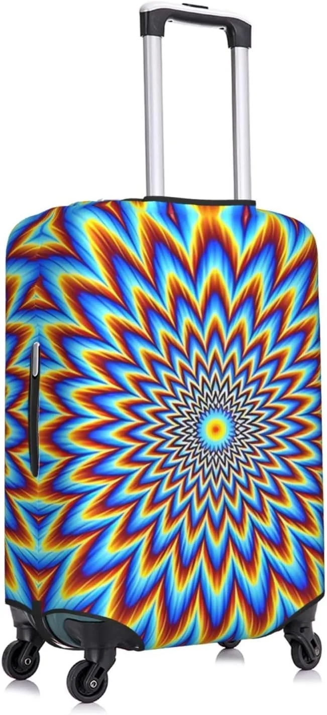 Travel Luggage Cover Suitcase Stretch Washable Optical Illusion Flower Suitcase Protector Bag,Dust-Proof With Zipper Closure Baggage Covers,X-Large