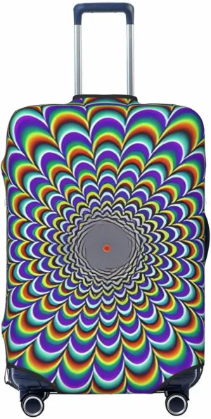 Travel Luggage Cover Suitcase Stretch Washable Optical Illusion Spirals Suitcase Protector Bag,Anti-Scratch Double-Sided Baggage Covers For Kid Adult,X-Large