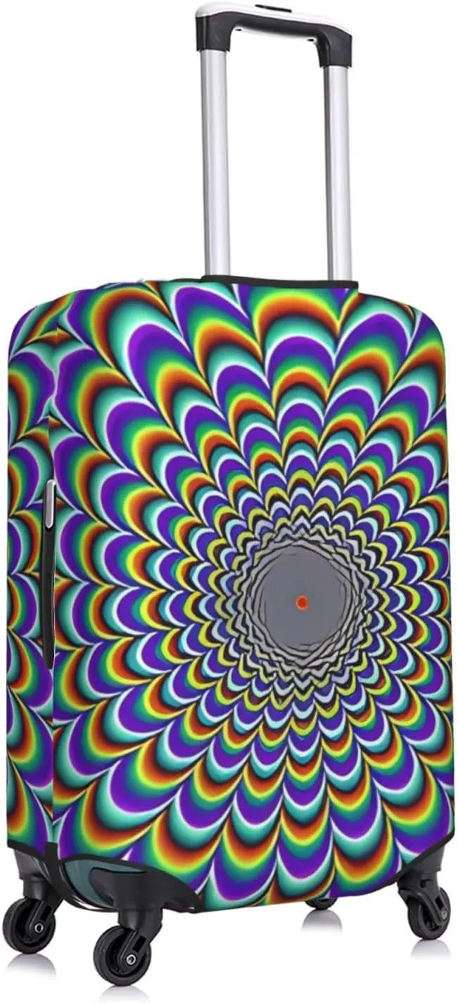 Travel Luggage Cover Suitcase Stretch Washable Optical Illusion Spirals Suitcase Protector Bag,Anti-Scratch Double-Sided Baggage Covers For Kid Adult,X-Large