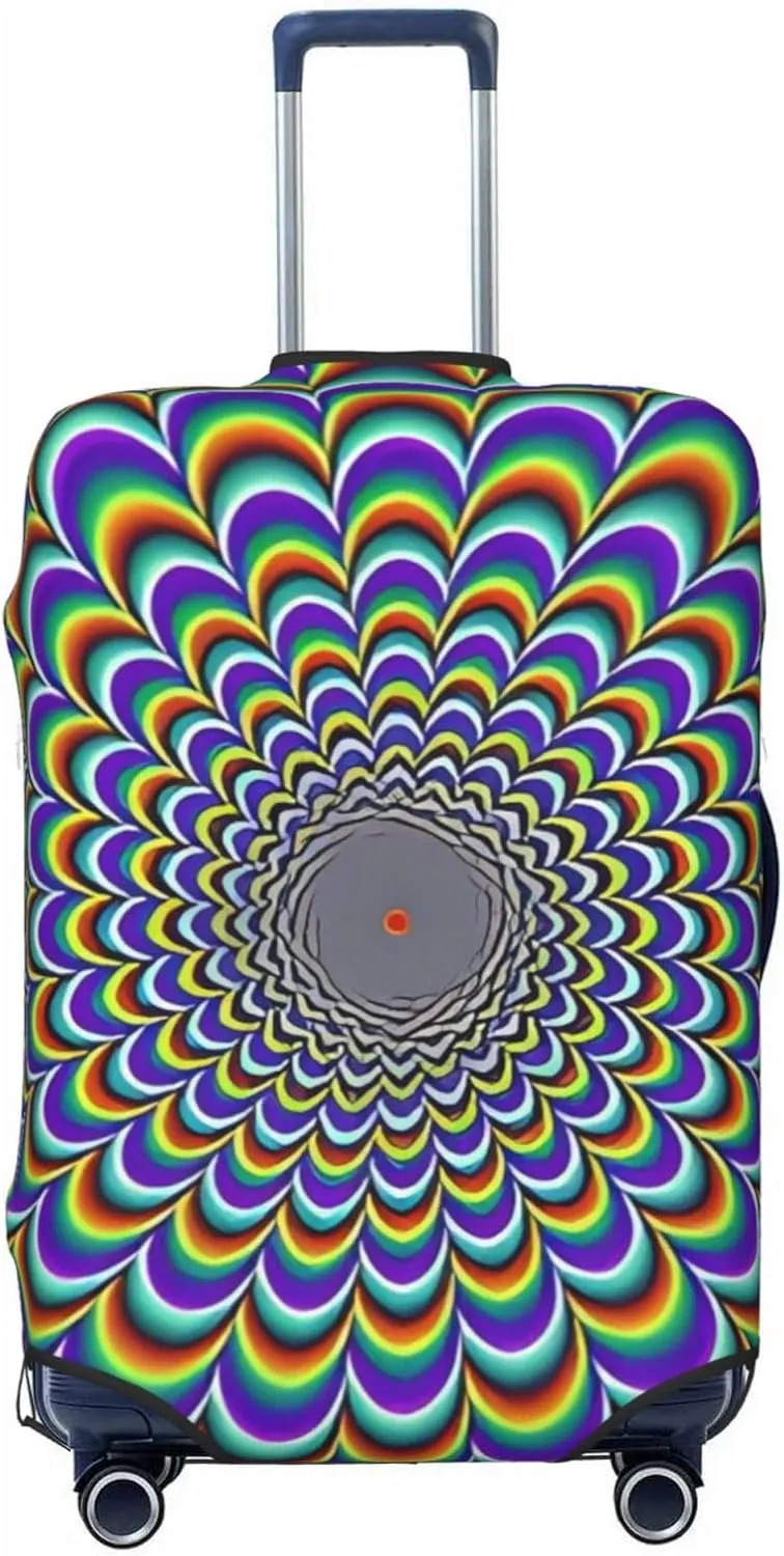 Travel Luggage Cover Suitcase Stretch Washable Optical Illusion Spirals Suitcase Protector Bag,Anti-Scratch Double-Sided Baggage Covers For Kid Adult,X-Large