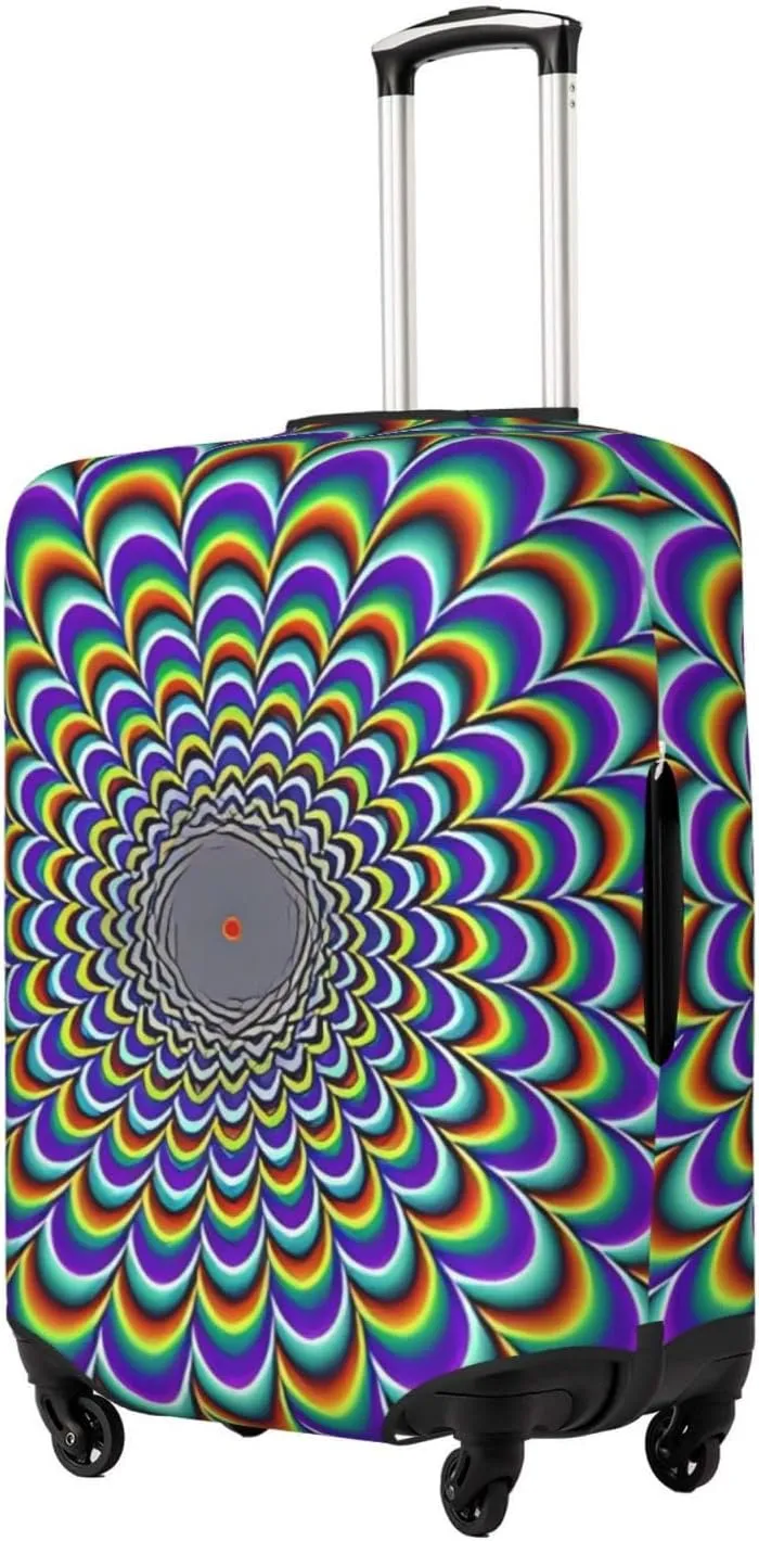 Travel Luggage Cover Suitcase Stretch Washable Optical Illusion Spirals Suitcase Protector Bag,Anti-Scratch Double-Sided Baggage Covers For Kid Adult,X-Large