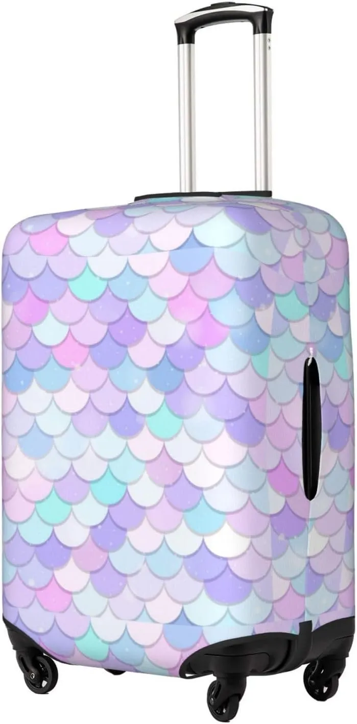 Travel Luggage Cover Suitcase Stretch Washable Pastel Mermaid Scales Suitcase Protector Bag,Dust-Proof With Zipper Closure Baggage Covers,Large