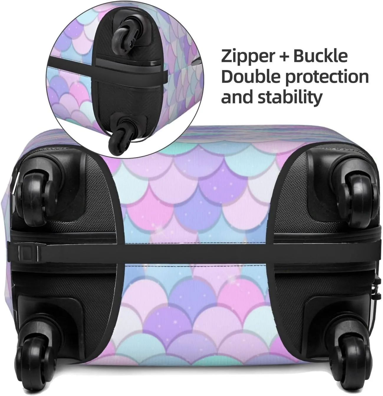 Travel Luggage Cover Suitcase Stretch Washable Pastel Mermaid Scales Suitcase Protector Bag,Dust-Proof With Zipper Closure Baggage Covers,Large