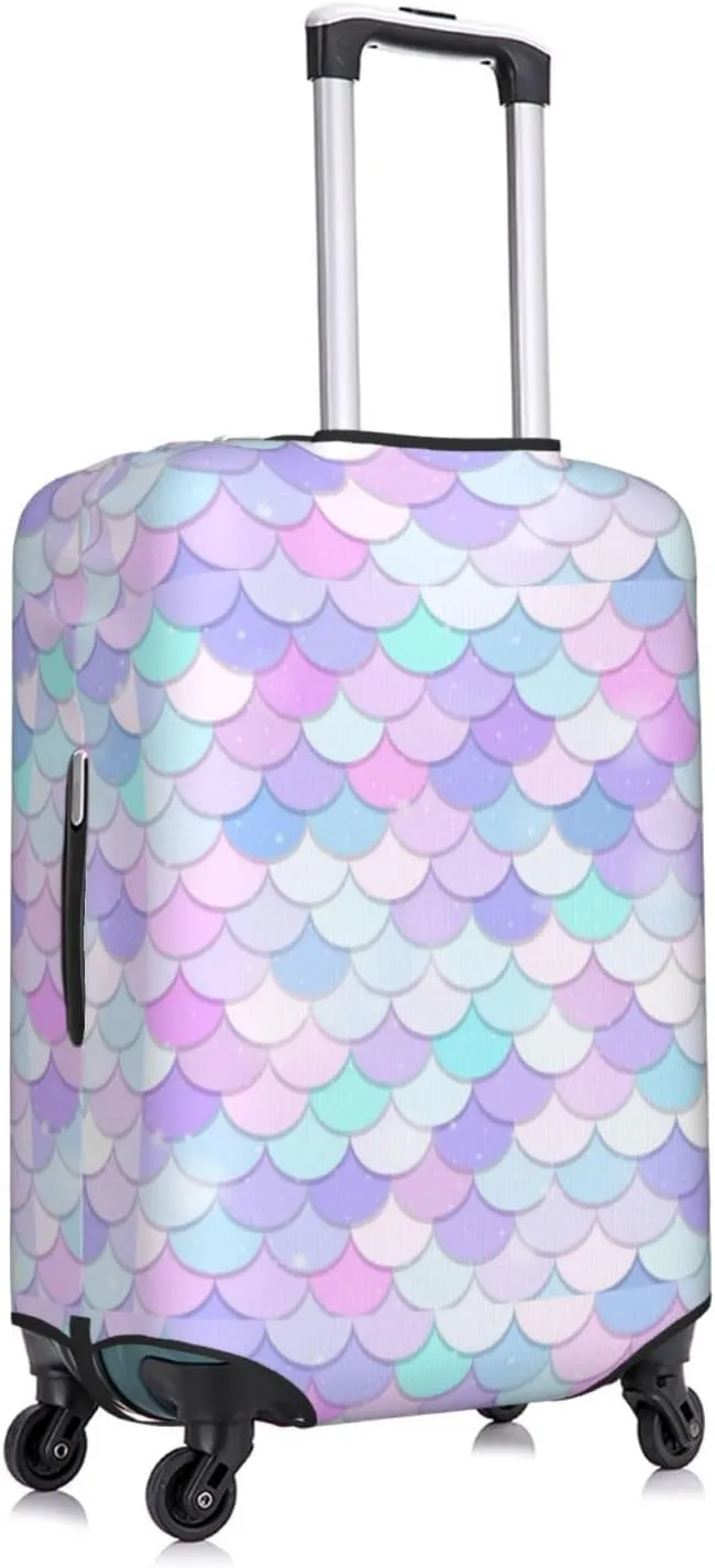 Travel Luggage Cover Suitcase Stretch Washable Pastel Mermaid Scales Suitcase Protector Bag,Dust-Proof With Zipper Closure Baggage Covers,Large