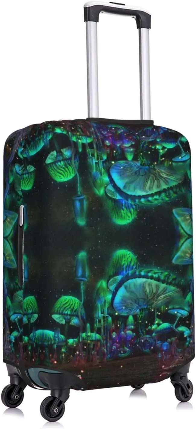 Travel Luggage Cover Suitcase Stretch Washable Psychedelic Magic Mushrooms Suitcase Protector Bag,Spandex Double-Sided Baggage Covers,X-Large