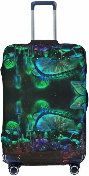Travel Luggage Cover Suitcase Stretch Washable Psychedelic Magic Mushrooms Suitcase Protector Bag,Spandex Double-Sided Baggage Covers,X-Large