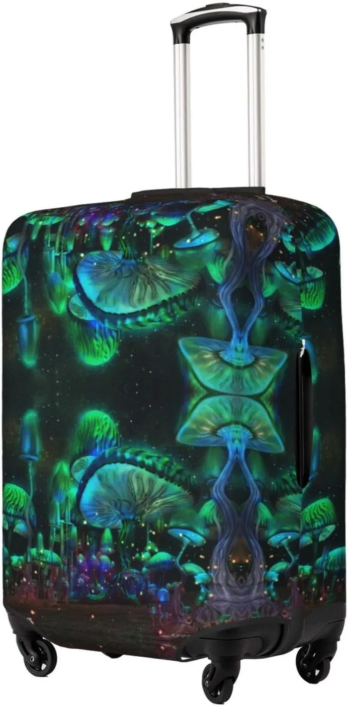Travel Luggage Cover Suitcase Stretch Washable Psychedelic Magic Mushrooms Suitcase Protector Bag,Spandex Double-Sided Baggage Covers,X-Large