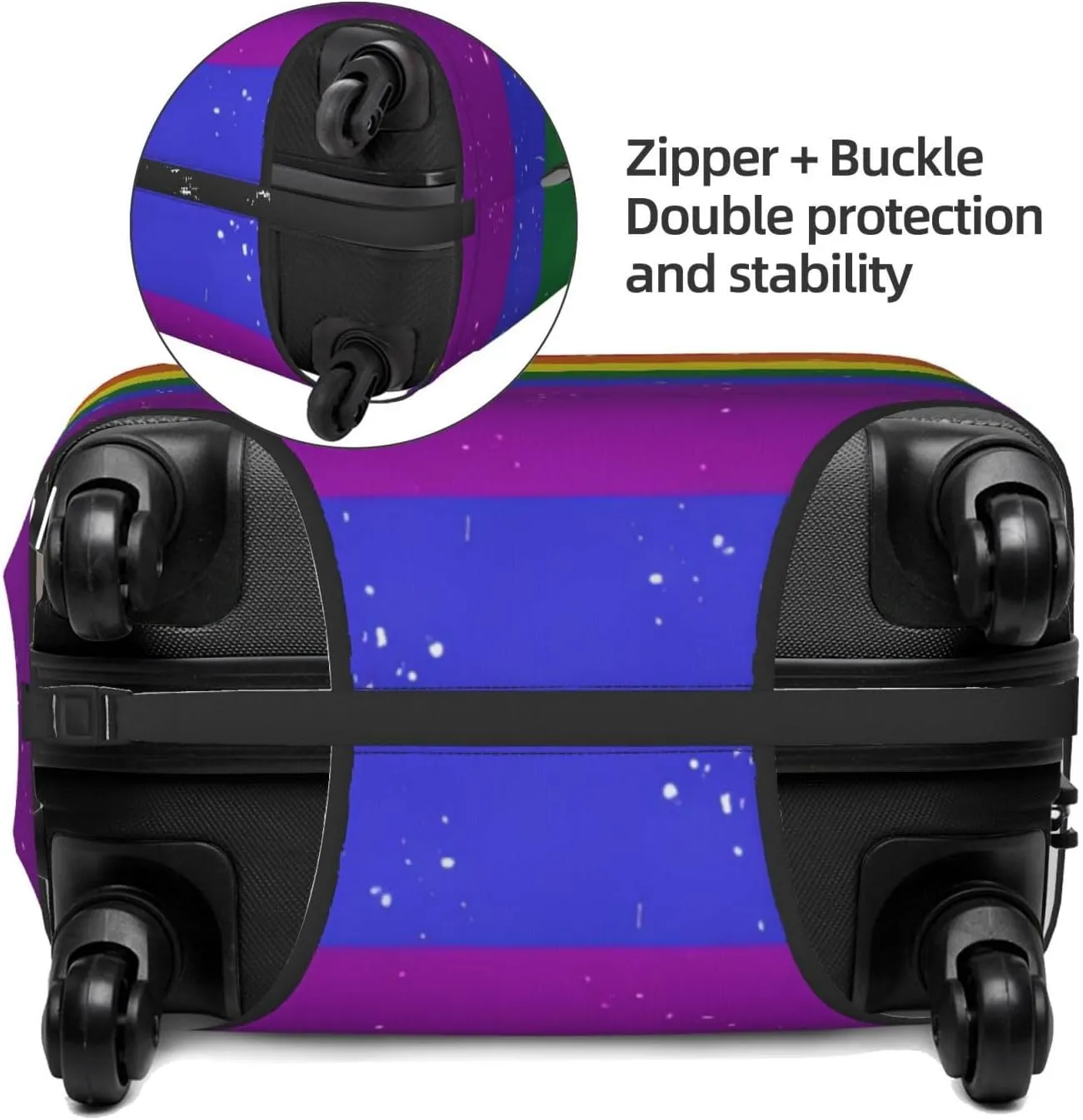 Travel Luggage Cover Suitcase Stretch Washable Rainbow Pride Flag Suitcase Protector Bag,Spandex With Zipper Closure Baggage Covers,Large