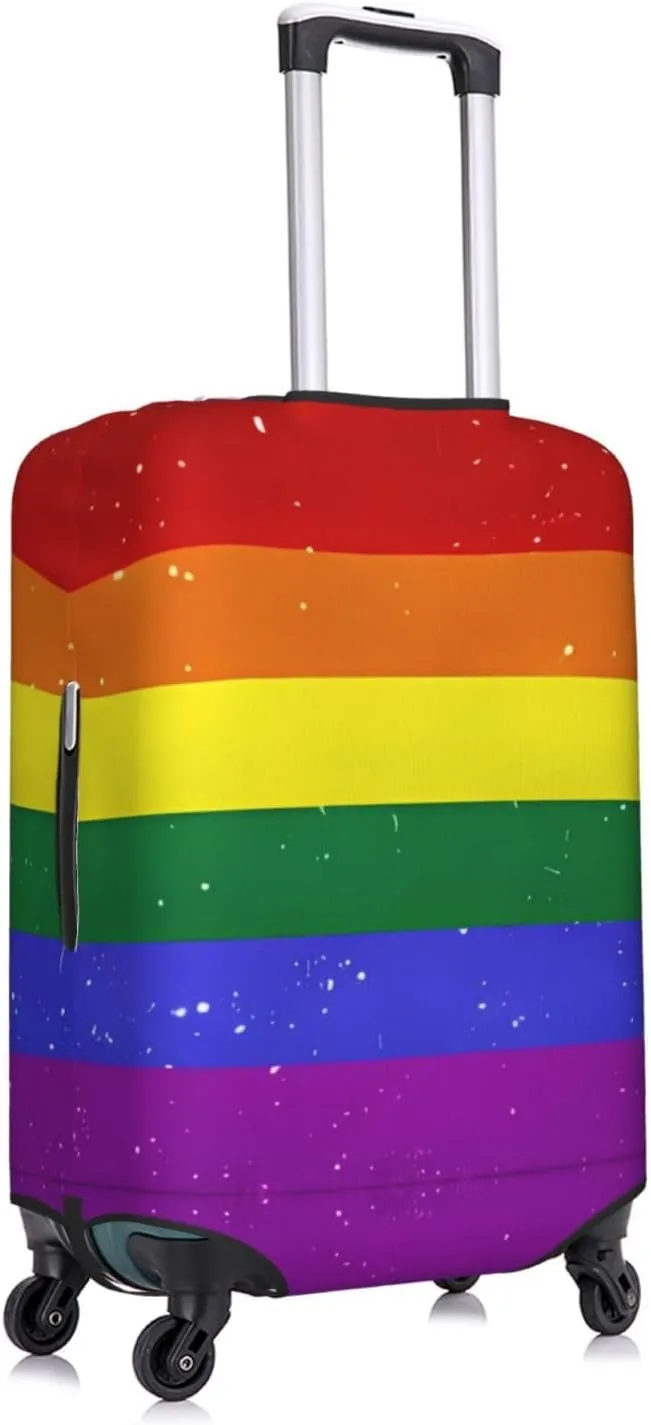 Travel Luggage Cover Suitcase Stretch Washable Rainbow Pride Flag Suitcase Protector Bag,Spandex With Zipper Closure Baggage Covers,Large