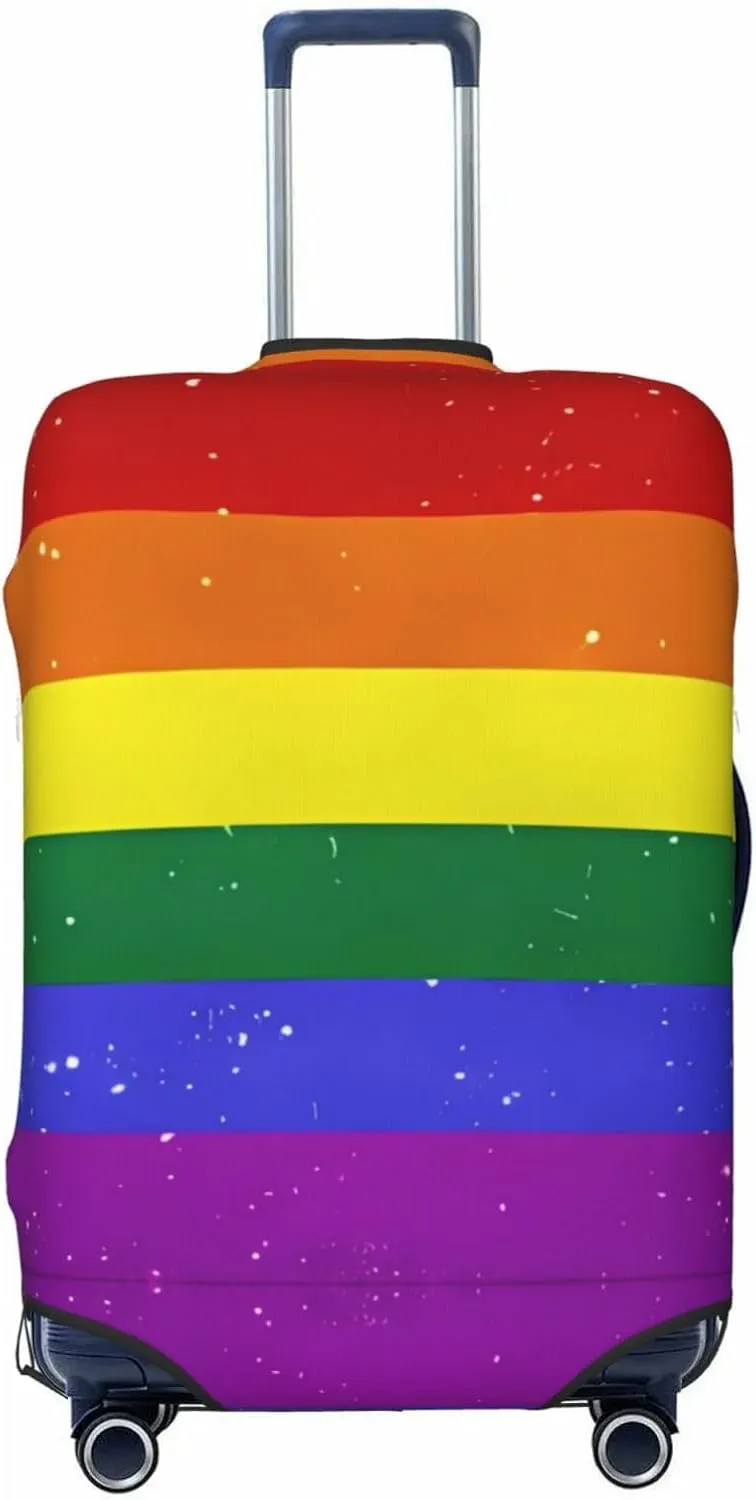 Travel Luggage Cover Suitcase Stretch Washable Rainbow Pride Flag Suitcase Protector Bag,Spandex With Zipper Closure Baggage Covers,Large