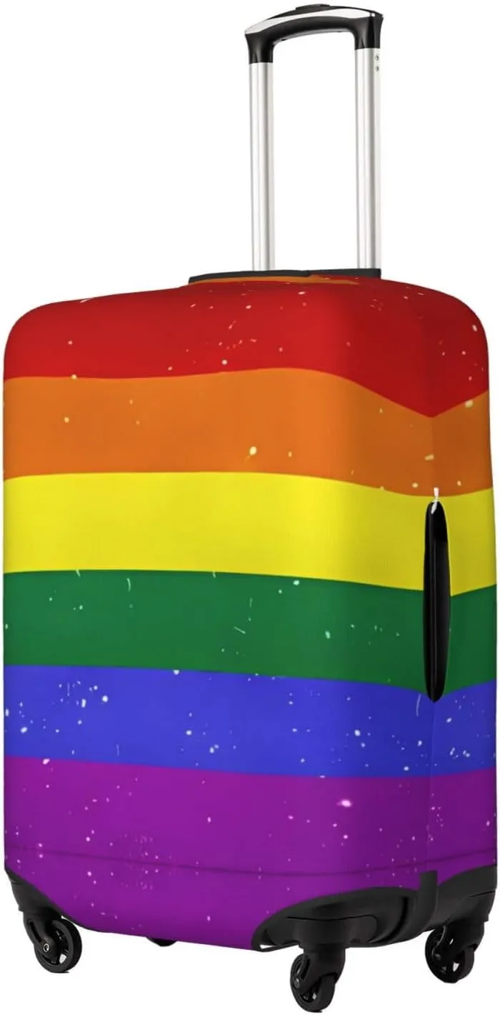 Travel Luggage Cover Suitcase Stretch Washable Rainbow Pride Flag Suitcase Protector Bag,Spandex With Zipper Closure Baggage Covers,Large
