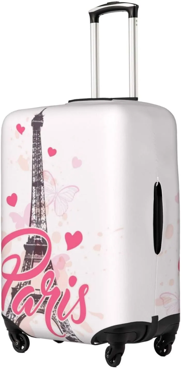 Travel Luggage Cover Suitcase Stretch Washable Romantic Eiffel Tower Paris Suitcase Protector Bag,Dust-Proof Double-Sided Baggage Covers,Medium