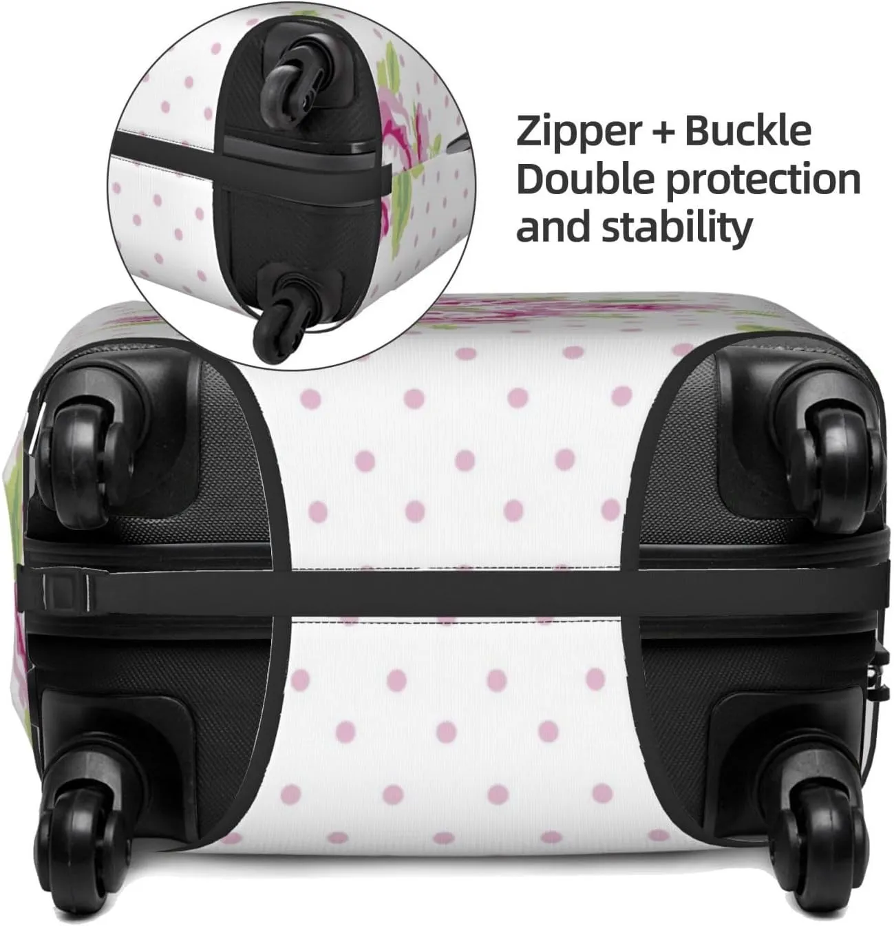 Travel Luggage Cover Suitcase Stretch Washable Rose Flower Dots Suitcase Protector Bag,Anti-Scratch With Zipper Closure Baggage Covers,Large