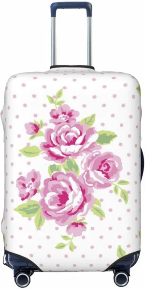 Travel Luggage Cover Suitcase Stretch Washable Rose Flower Dots Suitcase Protector Bag,Anti-Scratch With Zipper Closure Baggage Covers,Large
