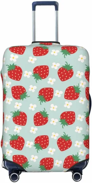Travel Luggage Cover Suitcase Stretch Washable Strawberry Flowers 2 Suitcase Protector Bag,Spandex With Zipper Closure Baggage Covers,X-Large