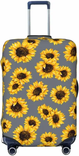 Travel Luggage Cover Suitcase Stretch Washable Sunflowers Cow Print 2 Suitcase Protector Bag,Anti-Scratch Double-Sided Baggage Covers,X-Large