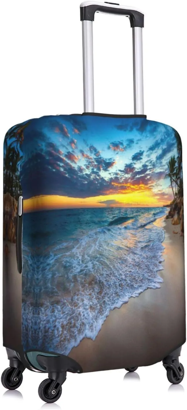 Travel Luggage Cover Suitcase Stretch Washable Sunrise Beach Suitcase Protector Bag,Anti-Scratch With Zipper Closure Baggage Covers For Kid Adult,X-Large