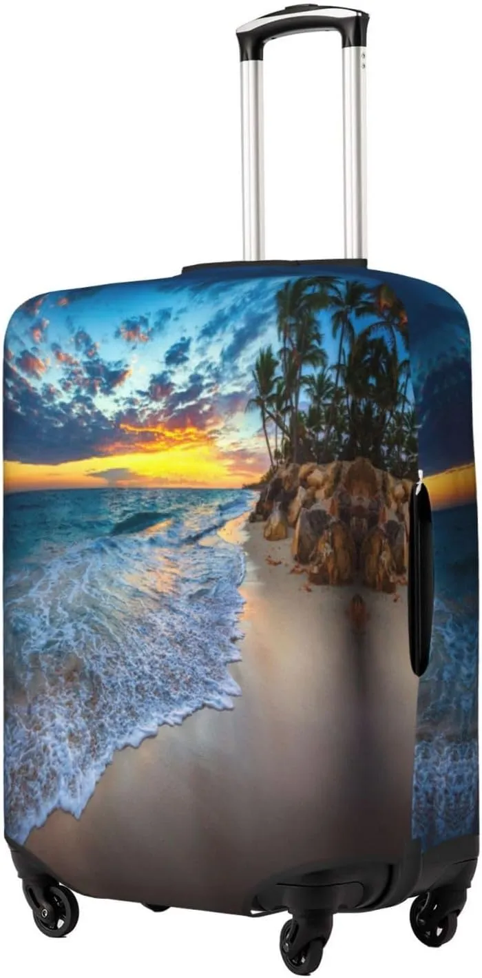 Travel Luggage Cover Suitcase Stretch Washable Sunrise Beach Suitcase Protector Bag,Anti-Scratch With Zipper Closure Baggage Covers For Kid Adult,X-Large