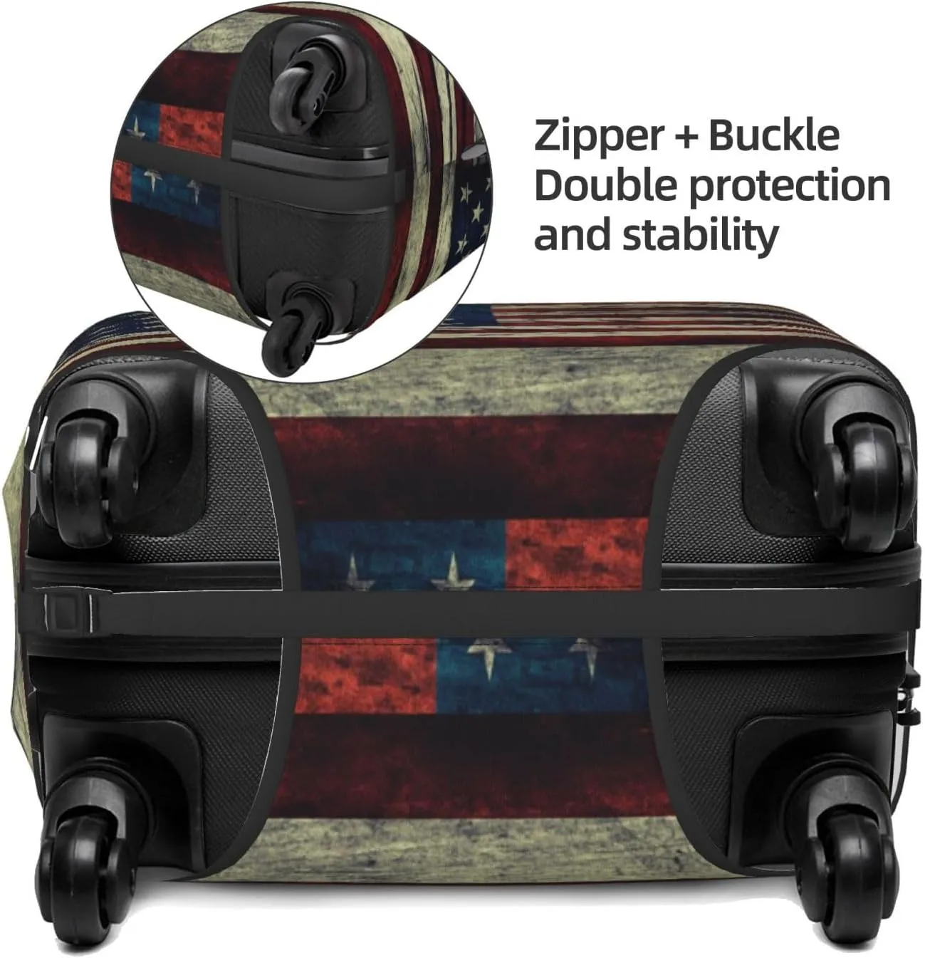 Travel Luggage Cover Suitcase Stretch Washable Vintage American Flag Suitcase Protector Bag,Spandex With Zipper Closure Baggage Covers,Medium