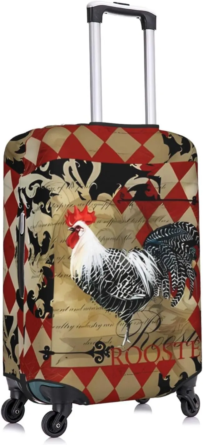 Travel Luggage Cover Suitcase Stretch Washable Vintage Rooster Chicken Farm Suitcase Protector Bag,Spandex Double-Sided Baggage Covers,X-Large