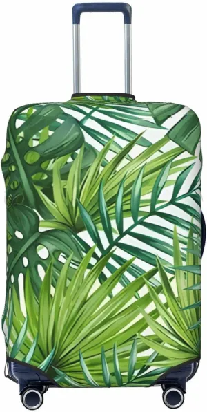 Travel Luggage Cover Suitcase Stretch Washable Watercolor Tropical Palm Leaves Suitcase Protector Bag,Dust-Proof Double-Sided Baggage Covers For Kid Adult,X-Large