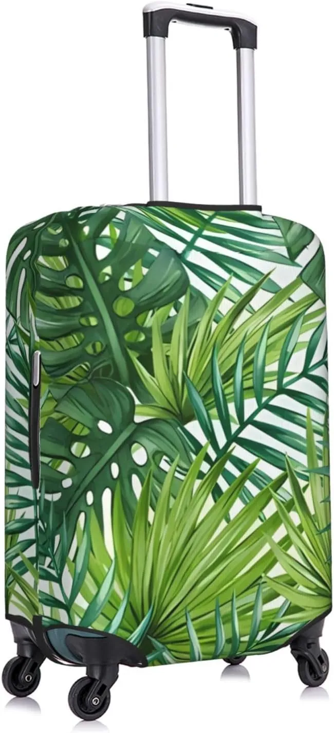 Travel Luggage Cover Suitcase Stretch Washable Watercolor Tropical Palm Leaves Suitcase Protector Bag,Dust-Proof Double-Sided Baggage Covers For Kid Adult,X-Large