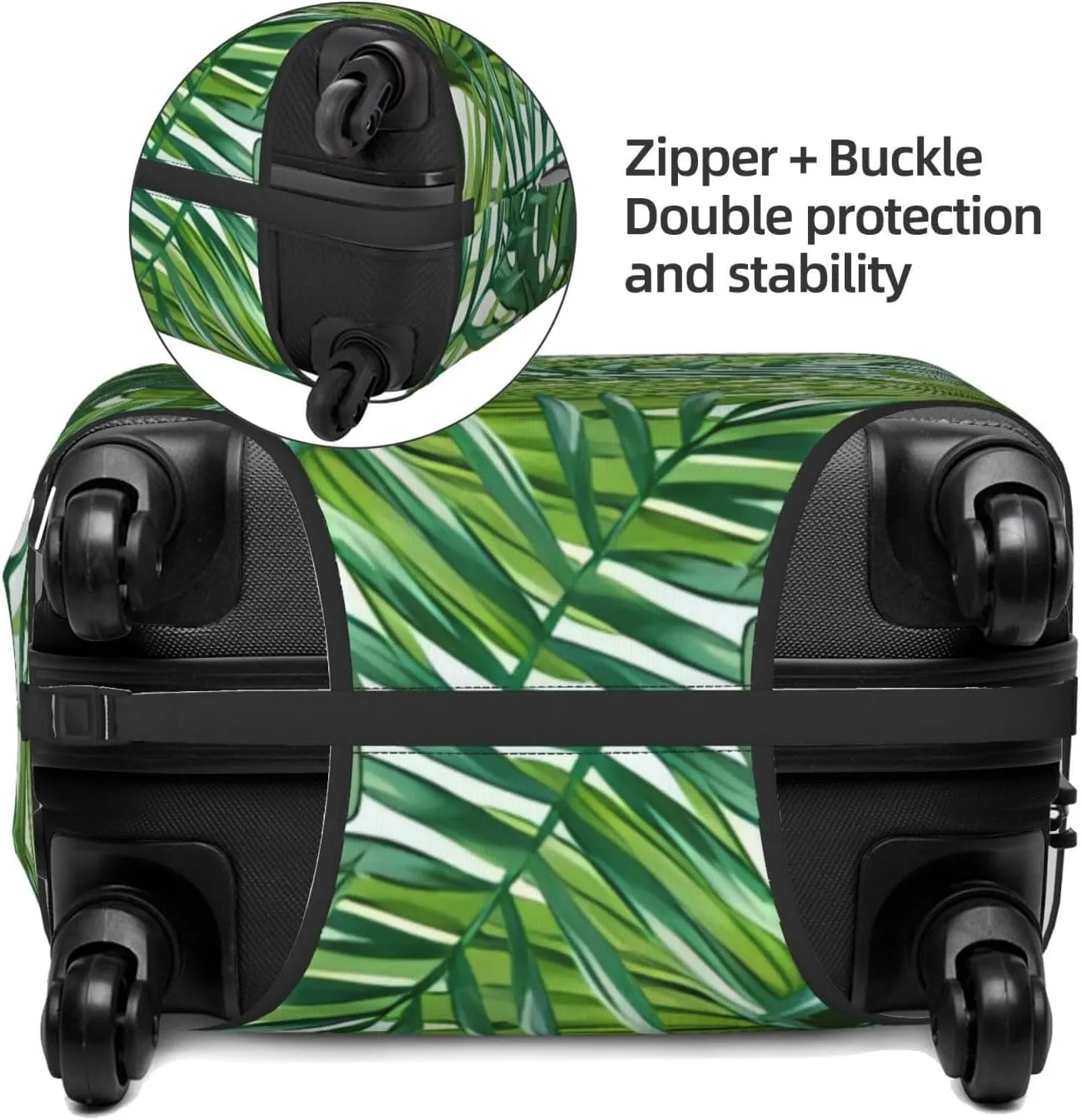 Travel Luggage Cover Suitcase Stretch Washable Watercolor Tropical Palm Leaves Suitcase Protector Bag,Dust-Proof Double-Sided Baggage Covers For Kid Adult,X-Large
