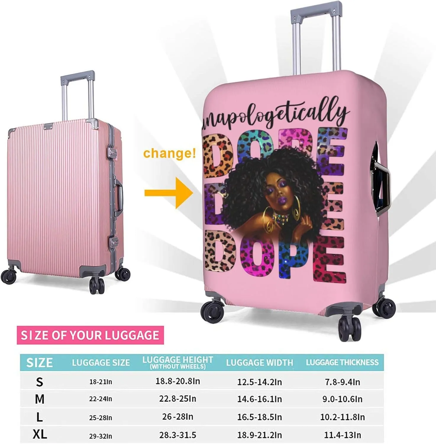 Travel Suitcase Protector African American Girl Elastic Protective Washable Luggage Cover With Concealed Zipper Suitable For 18-32 Inch(S (for 18-21 inch luggage))