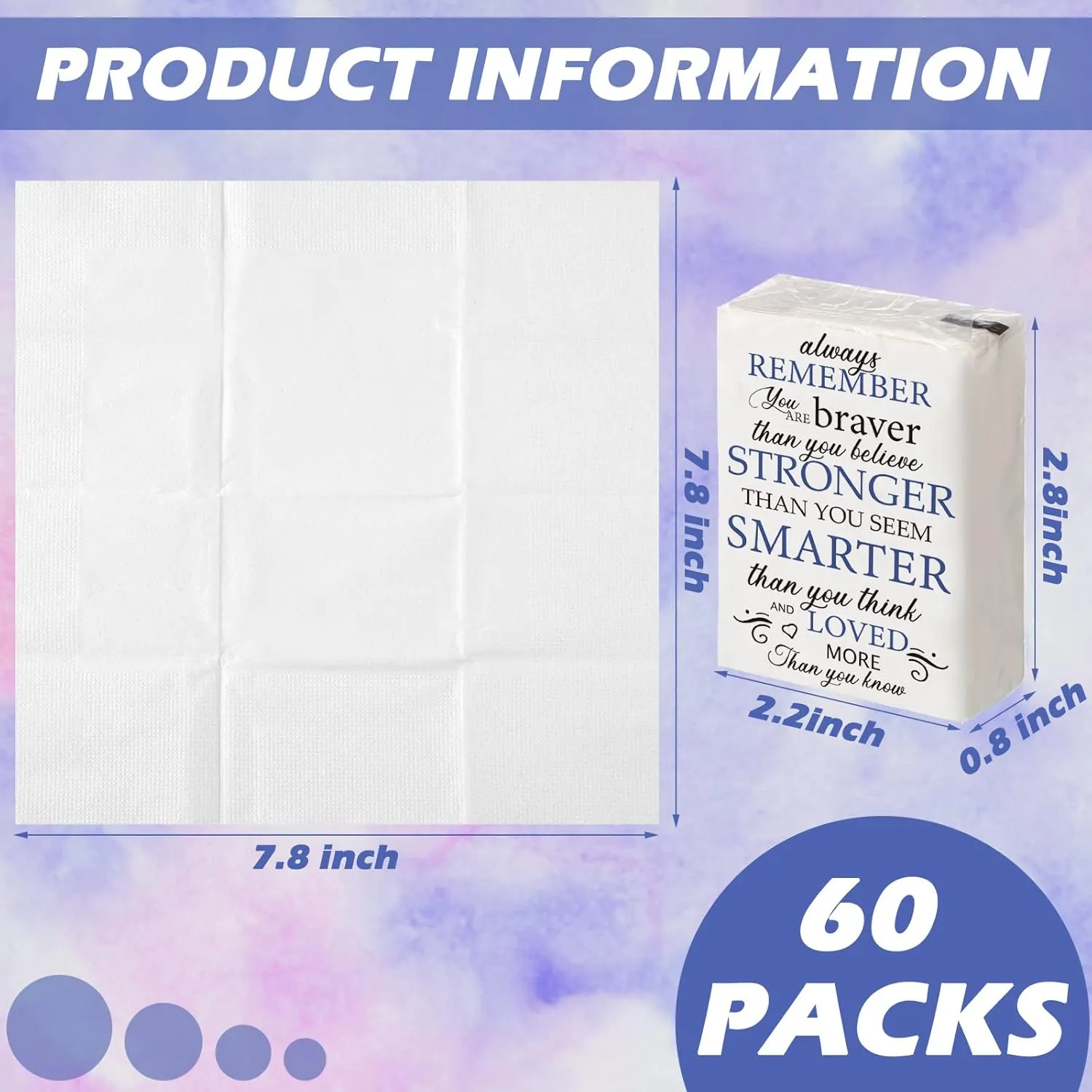 Travel Tissue Packs Bulk Inspirational Pocket Travel Packs Appreciation Individual Tissue for Toilet Wedding Party Daily Use Swag Bag Stuffers Self Care Items Bulk(120 Pcs)