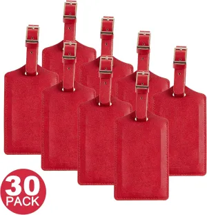 Travelambo 8 Pack Luggage Tags Faux Leather for Suitcases Travel Bag Labels with Protection Cover ID