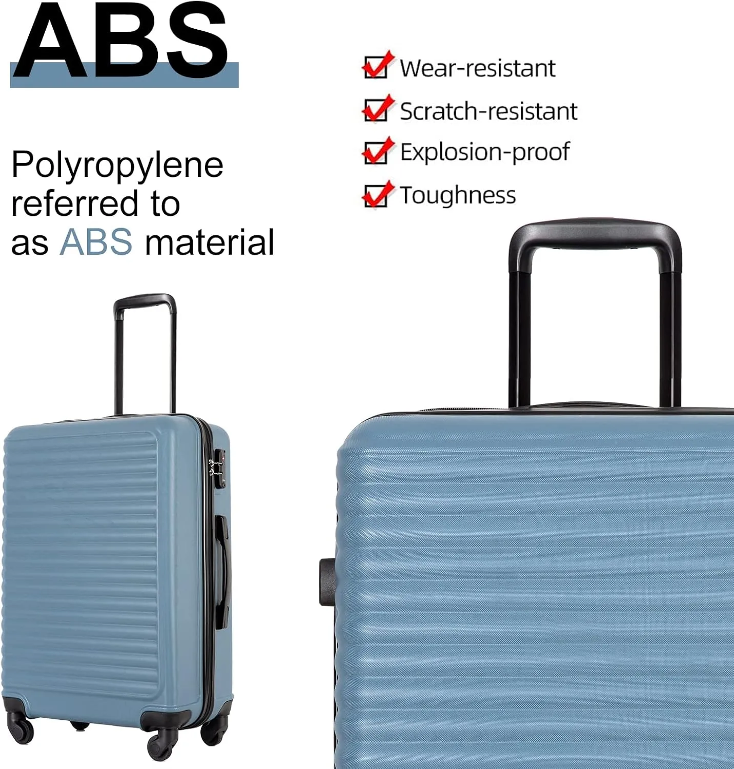 Travelhouse suitcases set 3-Piece Hardshell Luggage Set with Spinner Wheels & TSA Locks PP suitcases luggage (Blue, 3-Piece Set (20/24/28))