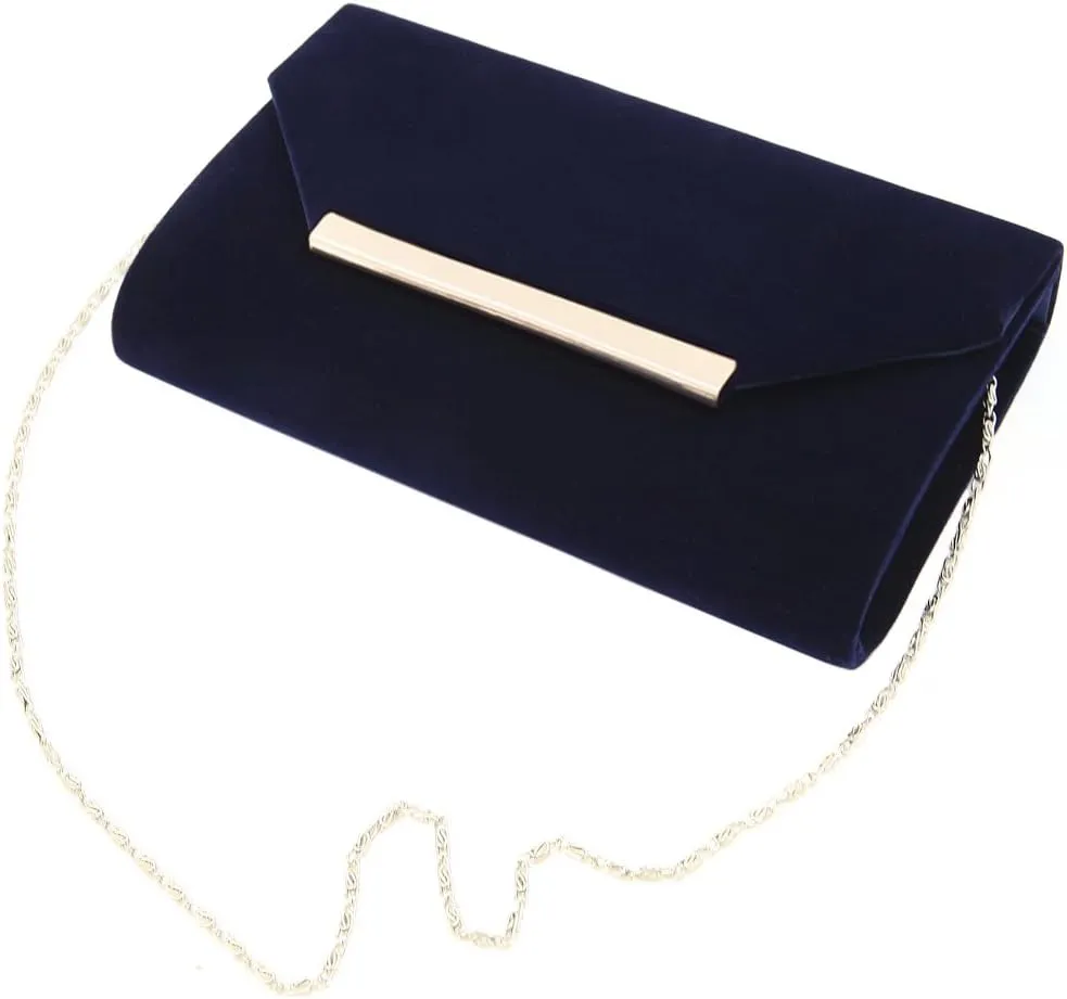 TrendsBlue Elegant Solid Color Velvet Clutch Evening Bag Handbag - Diff Colors