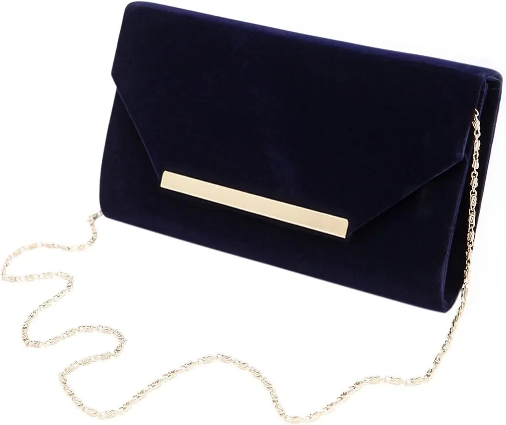 TrendsBlue Elegant Solid Color Velvet Clutch Evening Bag Handbag - Diff Colors
