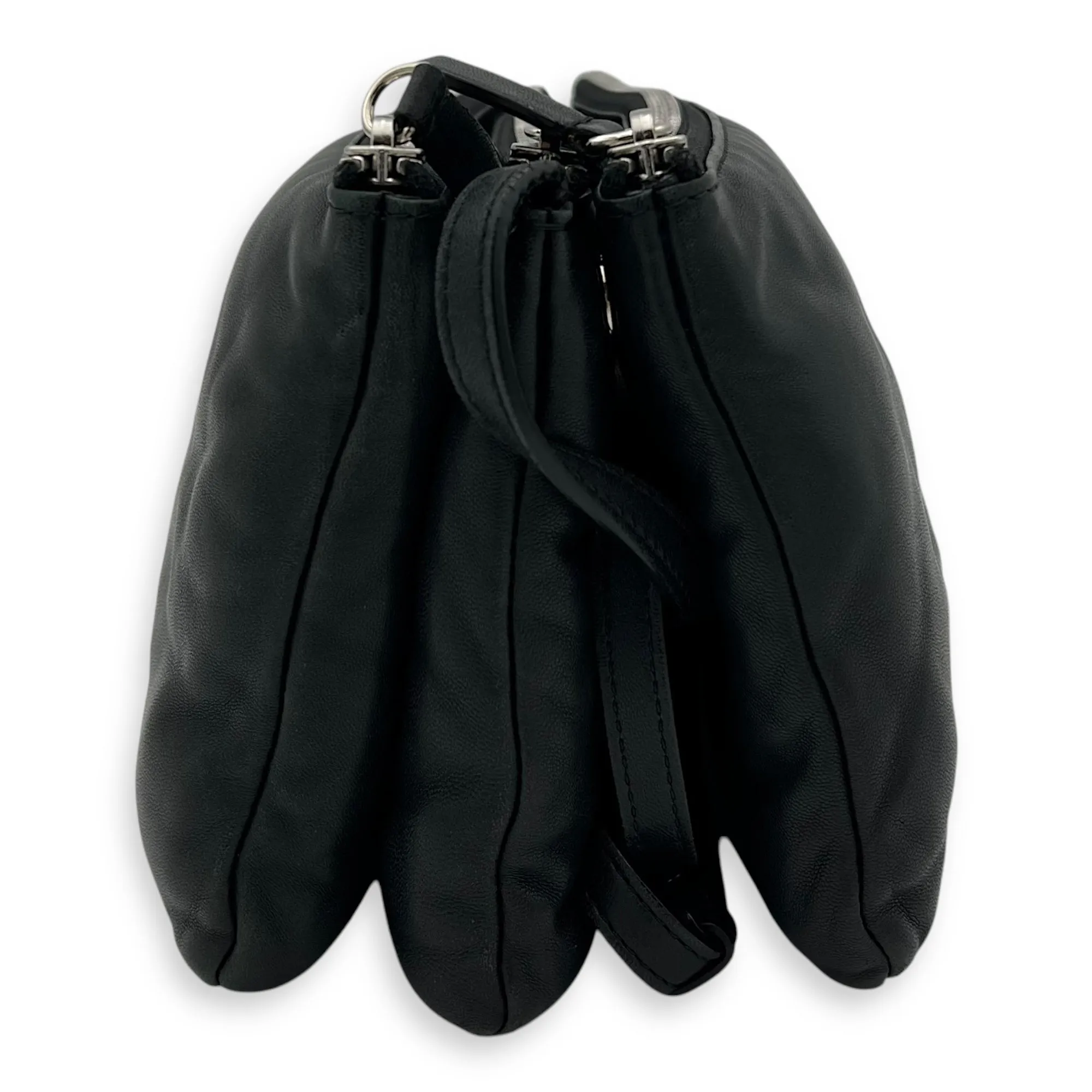 Trio Black Crossbody Bag in Lambskin, Gold hardware