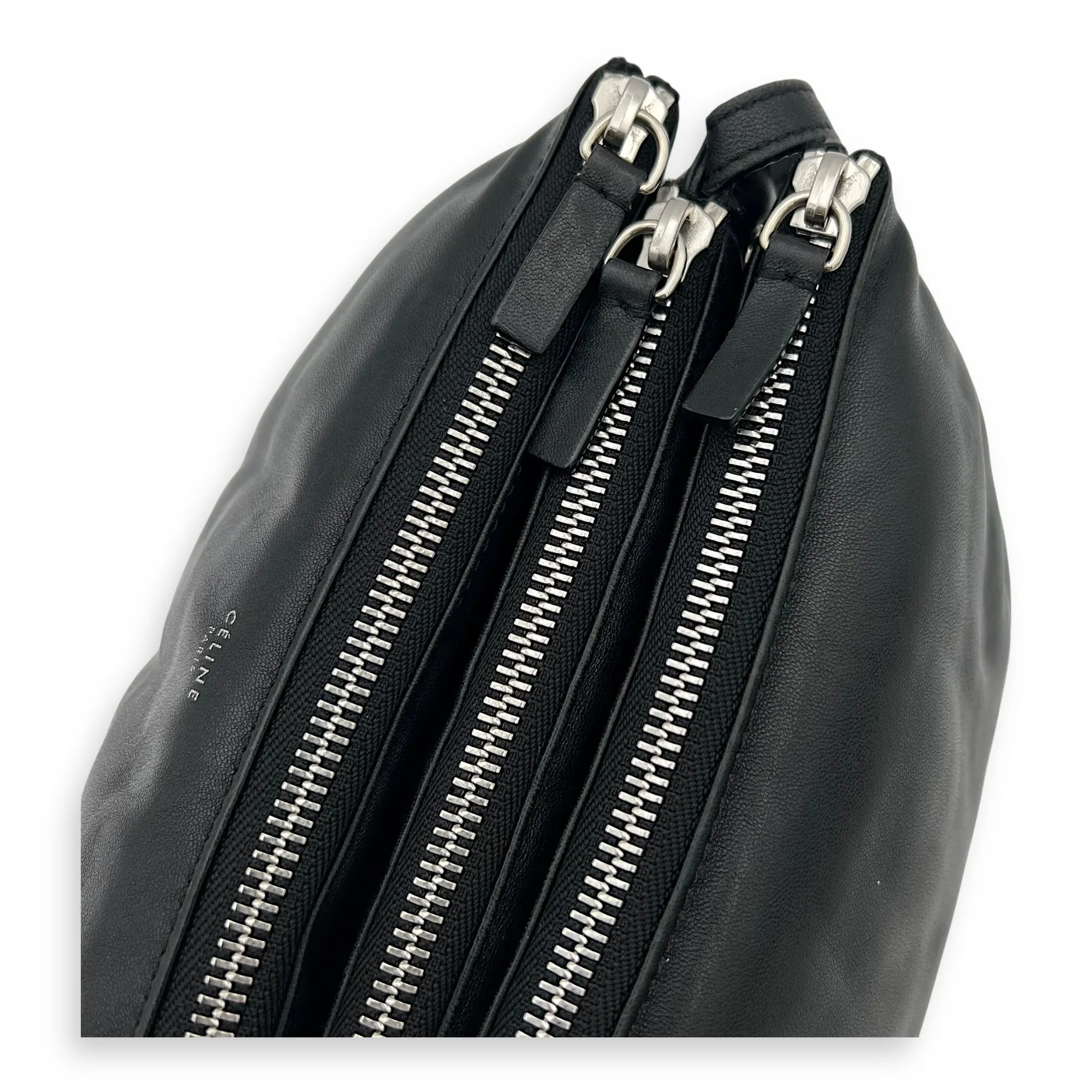 Trio Black Crossbody Bag in Lambskin, Gold hardware