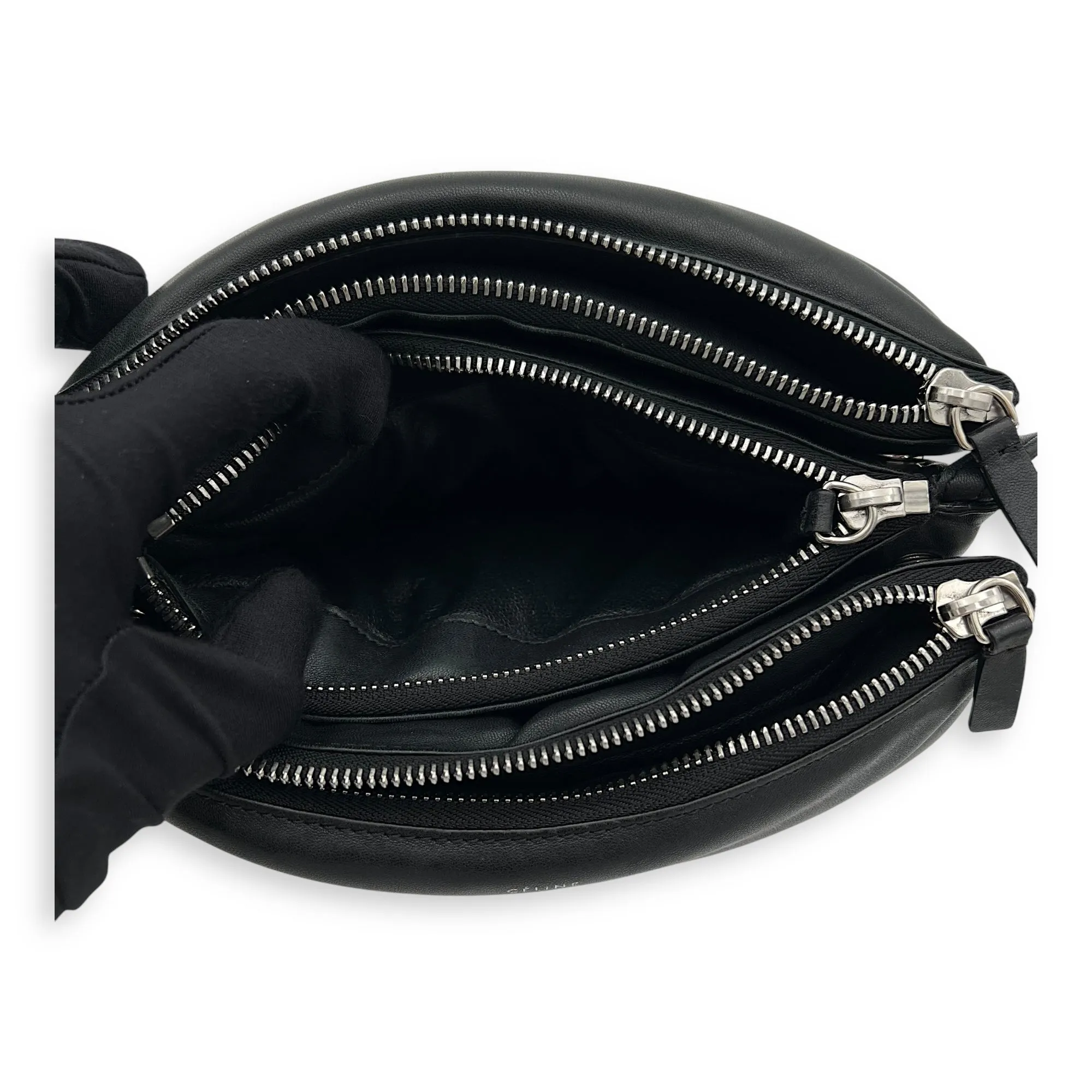 Trio Black Crossbody Bag in Lambskin, Gold hardware