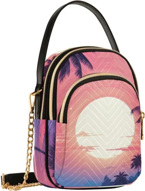 Tropical Sunrise Palm Trees Small Crossbody Bags for Women Cell Phone Shoulder Purse Handbags Wallet 21215349