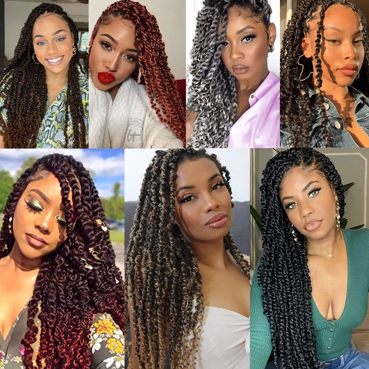Ubeleco Passion Twist Hair,18 Inch Water Wave Crochet Hair for Women 6 Packs Ombre Burgundy Passion Twist Crochet Hair Long Bohemian Synthetic Curly Braiding Hair Extensions(6pcs,1B/Bug)
