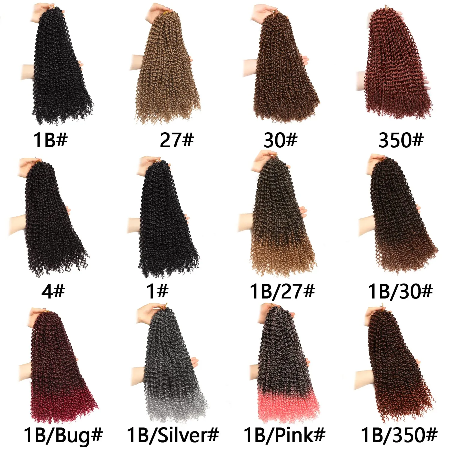 Ubeleco Passion Twist Hair,18 Inch Water Wave Crochet Hair for Women 6 Packs Ombre Burgundy Passion Twist Crochet Hair Long Bohemian Synthetic Curly Braiding Hair Extensions(6pcs,1B/Bug)