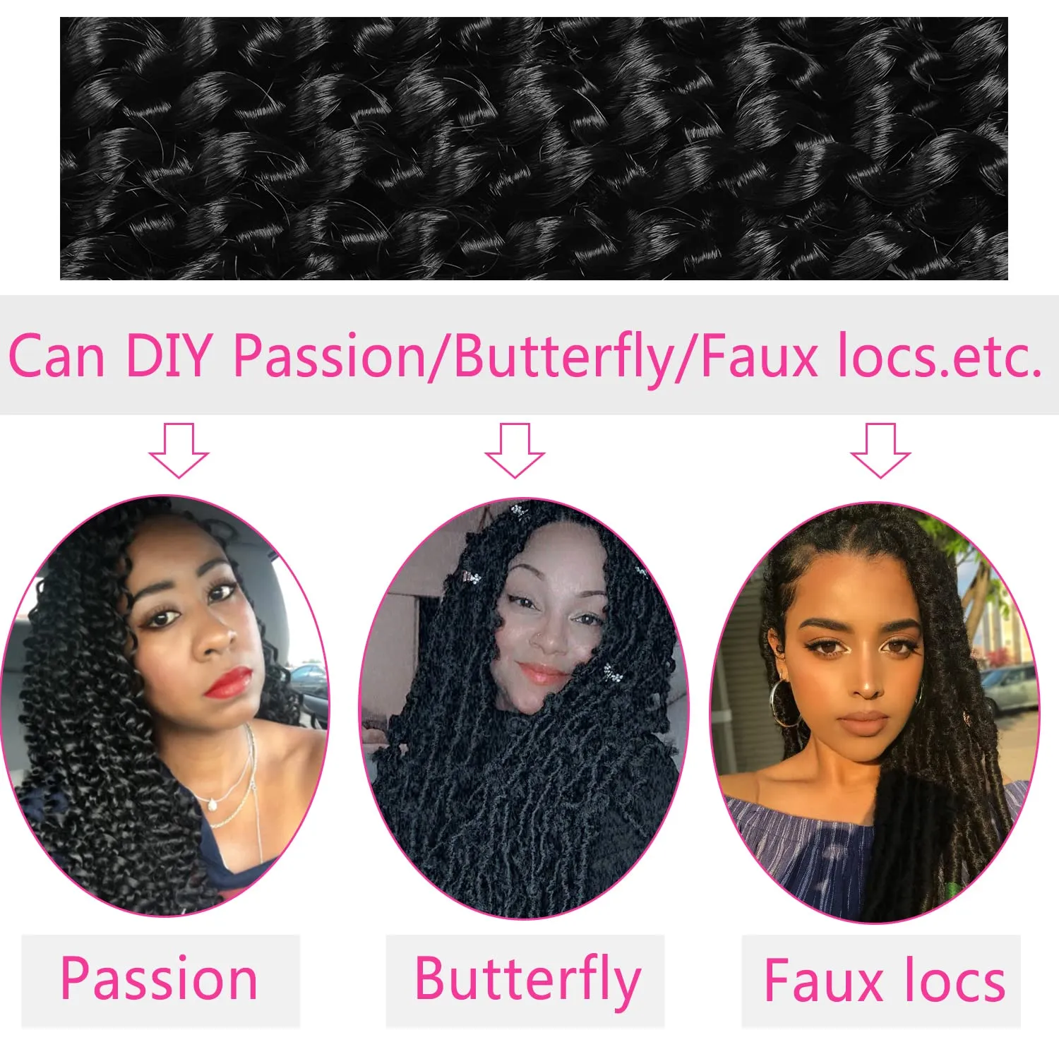 Ubeleco Passion Twist Hair,18 Inch Water Wave Crochet Hair for Women 6 Packs Ombre Burgundy Passion Twist Crochet Hair Long Bohemian Synthetic Curly Braiding Hair Extensions(6pcs,1B/Bug)