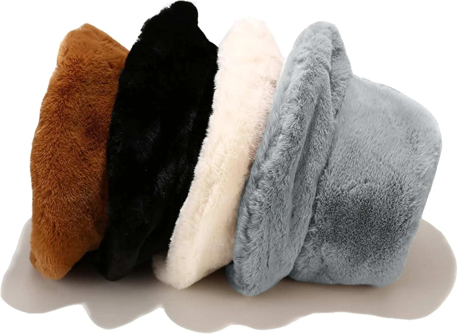 Umeepar Winter Faux Fur Fuzzy Bucket Hat Fluffy Warm Hat for Women Men