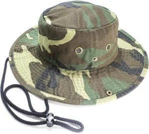 Unisex 100% Cotton Camo Bucket Hat Fishing Hunting Camping Safari Boonie Sun Summer