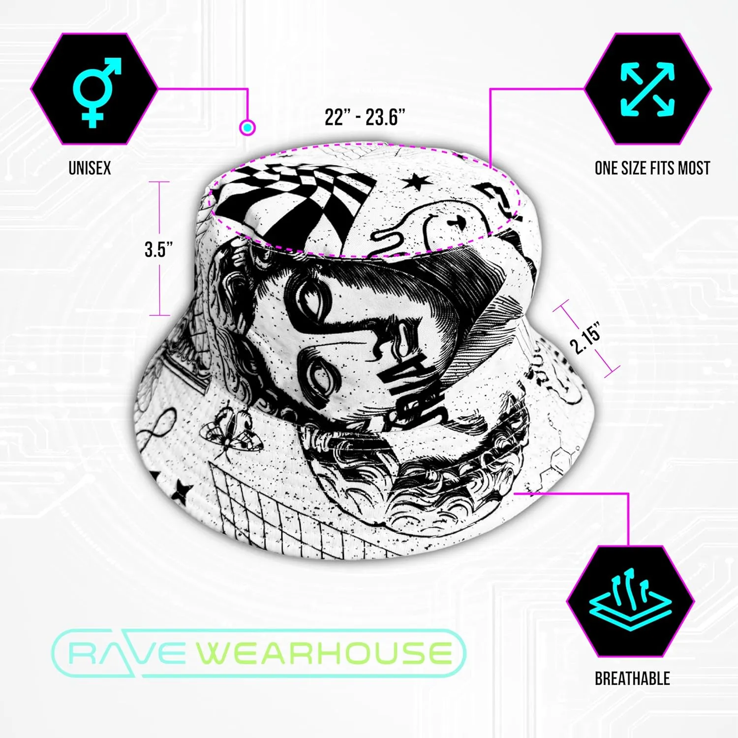 Unisex Bucket Hat Beach Sun Hat Aesthetic Fishing Hat for Men Women Teens, Reversible Double-Side-Wear