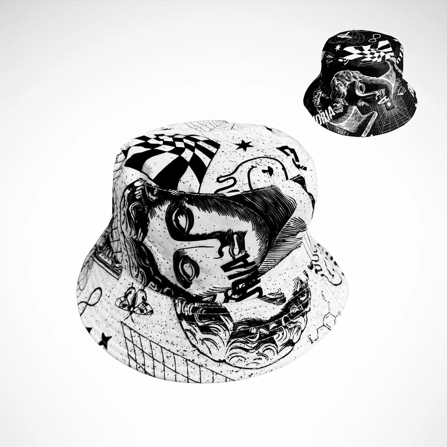 Unisex Bucket Hat Beach Sun Hat Aesthetic Fishing Hat for Men Women Teens, Reversible Double-Side-Wear