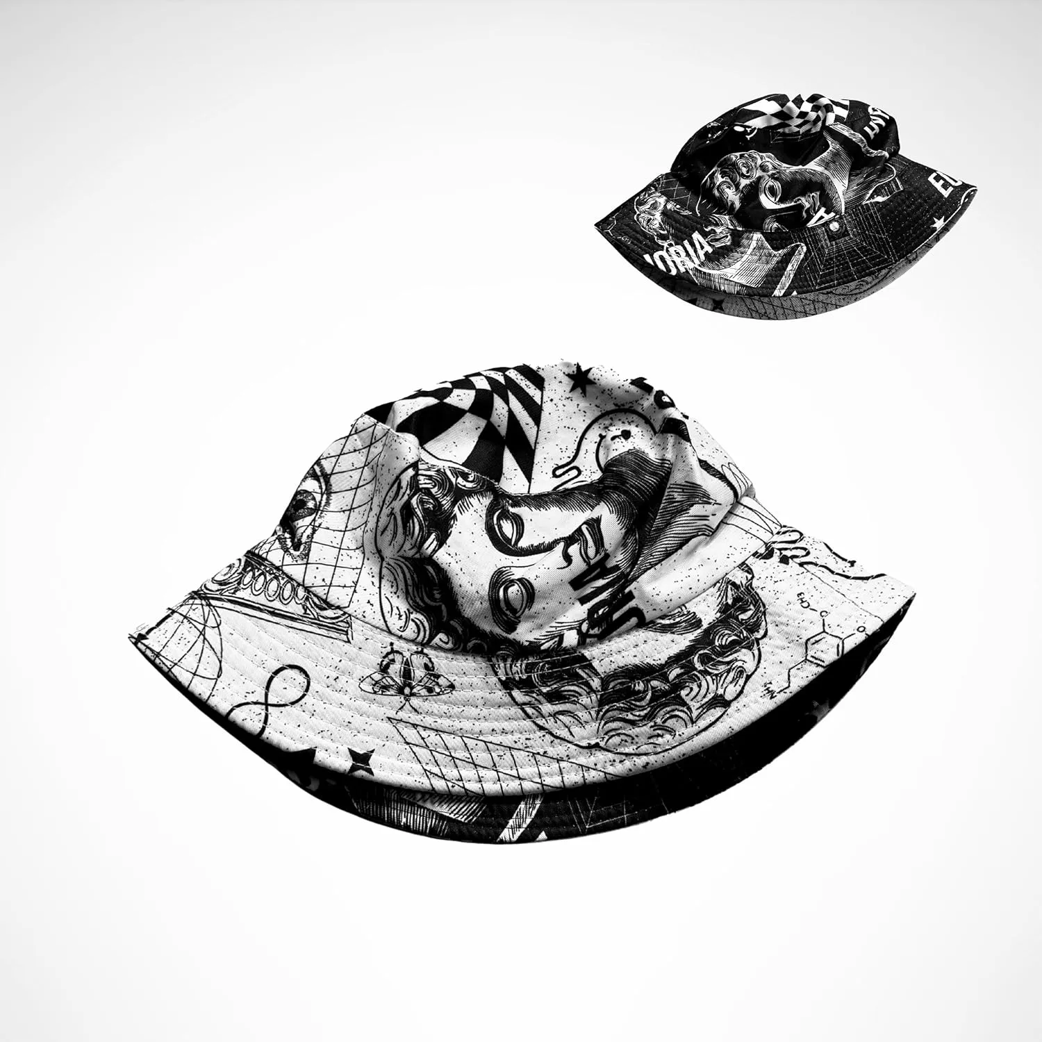 Unisex Bucket Hat Beach Sun Hat Aesthetic Fishing Hat for Men Women Teens, Reversible Double-Side-Wear